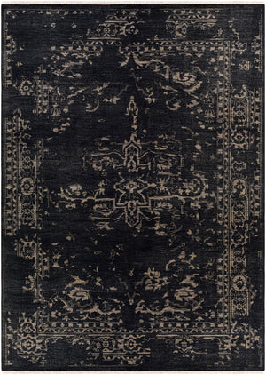 Festival FVL-1010 Traditional NZ Wool Rug FVL1010-811 Black, Medium Gray, Cream 100% NZ Wool 8' x 11'