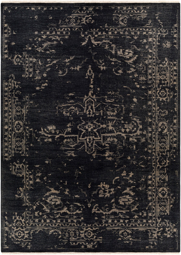 Festival FVL-1010 Traditional NZ Wool Rug FVL1010-811 Black, Medium Gray, Cream 100% NZ Wool 8' x 11'