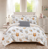 Owl Forest Grey Twin 6pc Comforter Set
