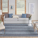 Nourison Asilah ASI02 Bohemian Machine Made Power-loomed Indoor only Area Rug Light/Blue/Charcoal 9' x 12'2" 99446888716