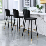 Zuo Modern Zinclair 100% Polyester, Plywood, Steel Modern Commercial Grade Barstool Black, Gold 100% Polyester, Plywood, Steel