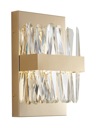 Bethel Gold Wall Sconce in Stainless Steel & Crystal