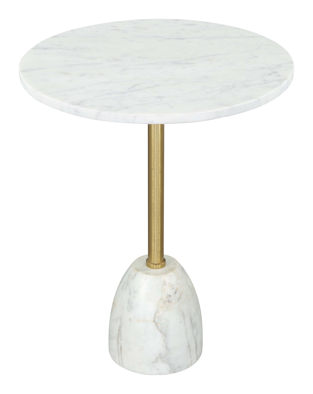 Zuo Modern Cynthia Marble, Iron Modern Commercial Grade Side Table White, Gold Marble, Iron