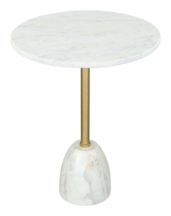 Zuo Modern Cynthia Marble, Iron Modern Commercial Grade Side Table White, Gold Marble, Iron
