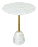 English Elm EE2925 Marble, Iron Modern Commercial Grade Side Table White, Gold Marble, Iron