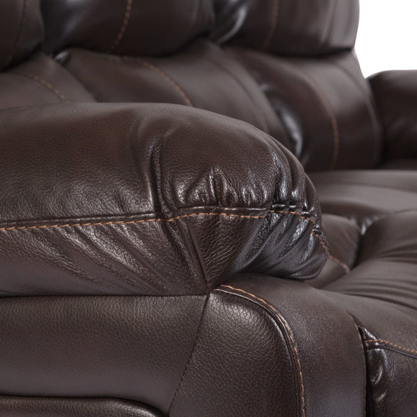Porter Designs Ramsey Leather-Look Transitional Reclining Sofa Brown 03-112C-01-6013