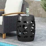 Sheila Outdoor Metal Side Table, Black Noble House