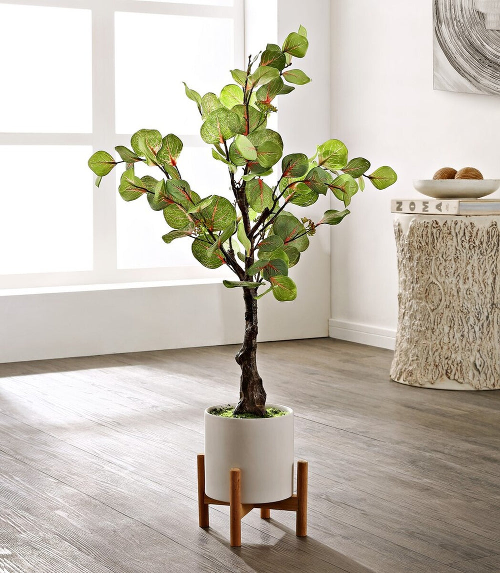 Faux Eucalyptus Potted Tree - Lifelike Indoor Accent Plant for Effortless Home Decor Elegance