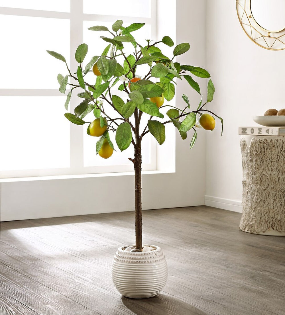 Faux Lemon Potted Tree – Stunning Artificial Plant for Stress-Free Organic Decor in Any Room!
