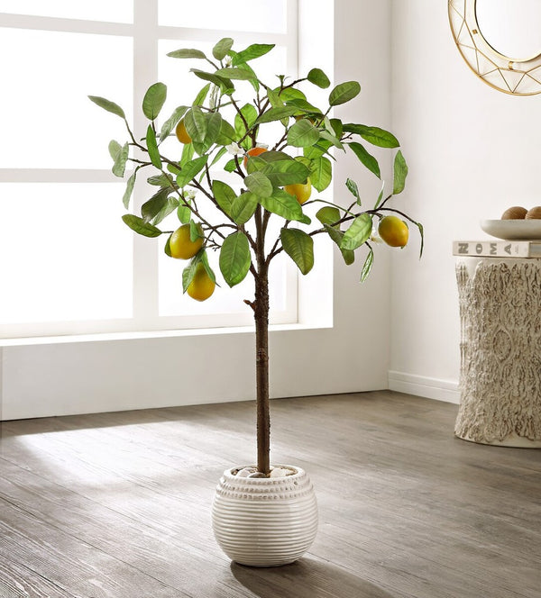 Faux Lemon Potted Tree – Stunning Artificial Plant for Stress-Free Organic Decor in Any Room!