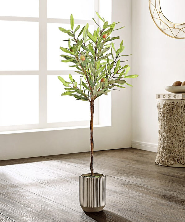 Faux Olive Potted Tree - Lush Mediterranean Decor, No Maintenance Greenery for Year-Round Beauty!