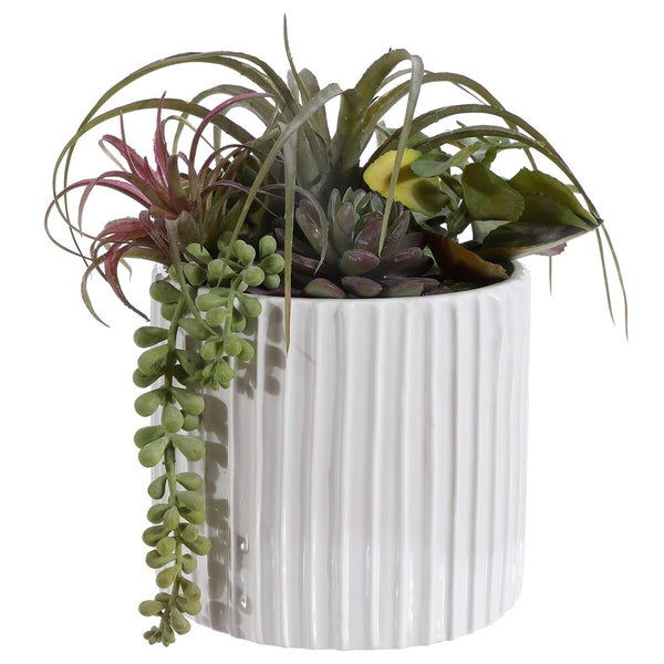 Faux Mixed Succulent Potted Plant - Chic, Maintenance-Free Greenery for Dining Tables & Interiors!