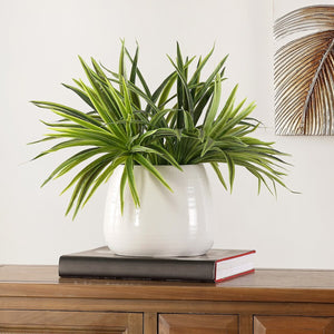 Faux Orchid Potted Plant - Lush Green Leaves, Stress-Free Decor, Perfect for Home or Office Styling