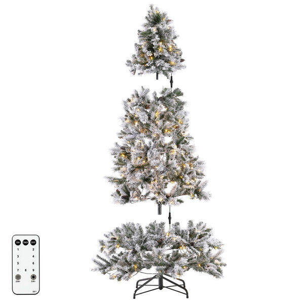 Safavieh 7.5 Ft, Frosted Green, Pre-Lit Artificial Christmas Tree With Pine Cones White / Green Plastic / Iron / Pine Cones FXP2016A