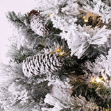 Safavieh 7.5 Ft, Frosted Green, Pre-Lit Artificial Christmas Tree With Pine Cones White / Green Plastic / Iron / Pine Cones FXP2016A