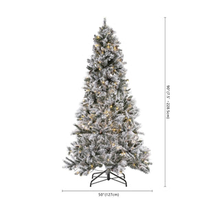 Safavieh 7.5 Ft, Frosted Green, Pre-Lit Artificial Christmas Tree With Pine Cones White / Green Plastic / Iron / Pine Cones FXP2016A