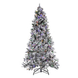 Safavieh 7.5 Ft, Frosted Green, Pre-Lit Artificial Christmas Tree With Pine Cones White / Green Plastic / Iron / Pine Cones FXP2016A