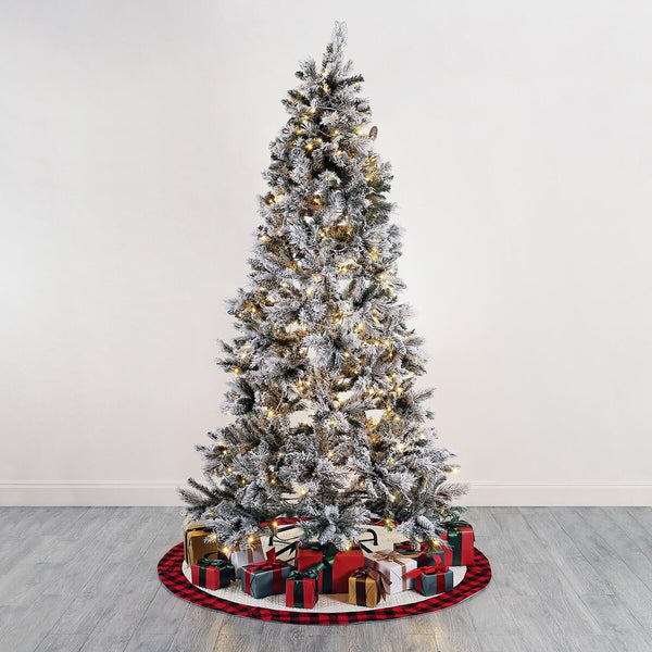 Safavieh 7.5 Ft, Frosted Green, Pre-Lit Artificial Christmas Tree With Pine Cones White / Green Plastic / Iron / Pine Cones FXP2016A