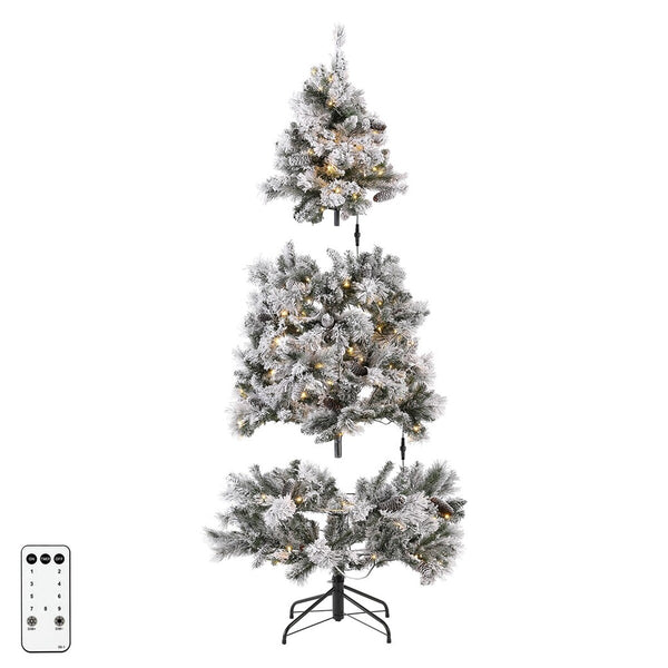 Safavieh 5.5 Ft, Frosted Green, Pre-Lit Artificial Christmas Tree With Pine Cones White / Green Plastic / Iron / Pine Cones FXP2019A