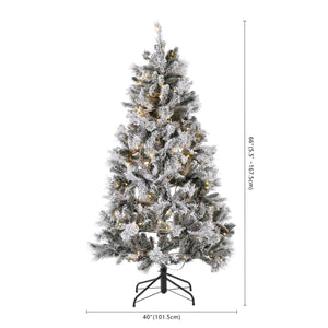 Safavieh 5.5 Ft, Frosted Green, Pre-Lit Artificial Christmas Tree With Pine Cones White / Green Plastic / Iron / Pine Cones FXP2019A