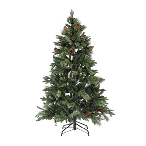 Safavieh 5.5 Ft, Green, Pre-Lit Artificial Christmas Tree With Pine Cones Green Plastic / Iron / Pine Cones FXP2020A