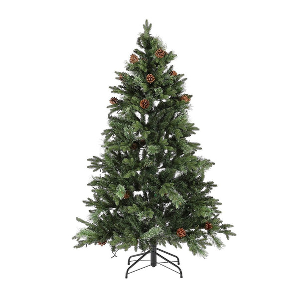 Safavieh 5.5 Ft, Green, Pre-Lit Artificial Christmas Tree With Pine Cones Green Plastic / Iron / Pine Cones FXP2020A