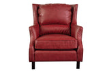 Porter Designs Garnett Crackle Leather Club Style Transitional Accent Chair Red 02-201-06-516