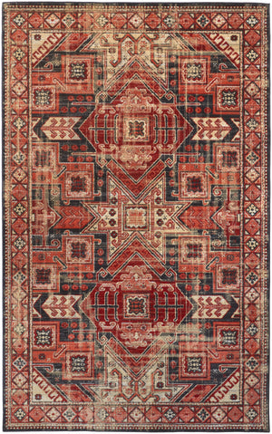 Nolan Distressed Polypropylene Power Loomed Rug - Vintage Kazak Design for Indoor/Outdoor Spaces