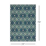 Noble House Myrtle Indoor/ Outdoor Geometric 5 x 8 Area Rug, Navy and Green