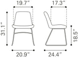 Zuo Modern Tammy 100% Polyester, Plywood, Steel Modern Commercial Grade Dining Chair Set - Set of 2 Yellow, Black 100% Polyester, Plywood, Steel