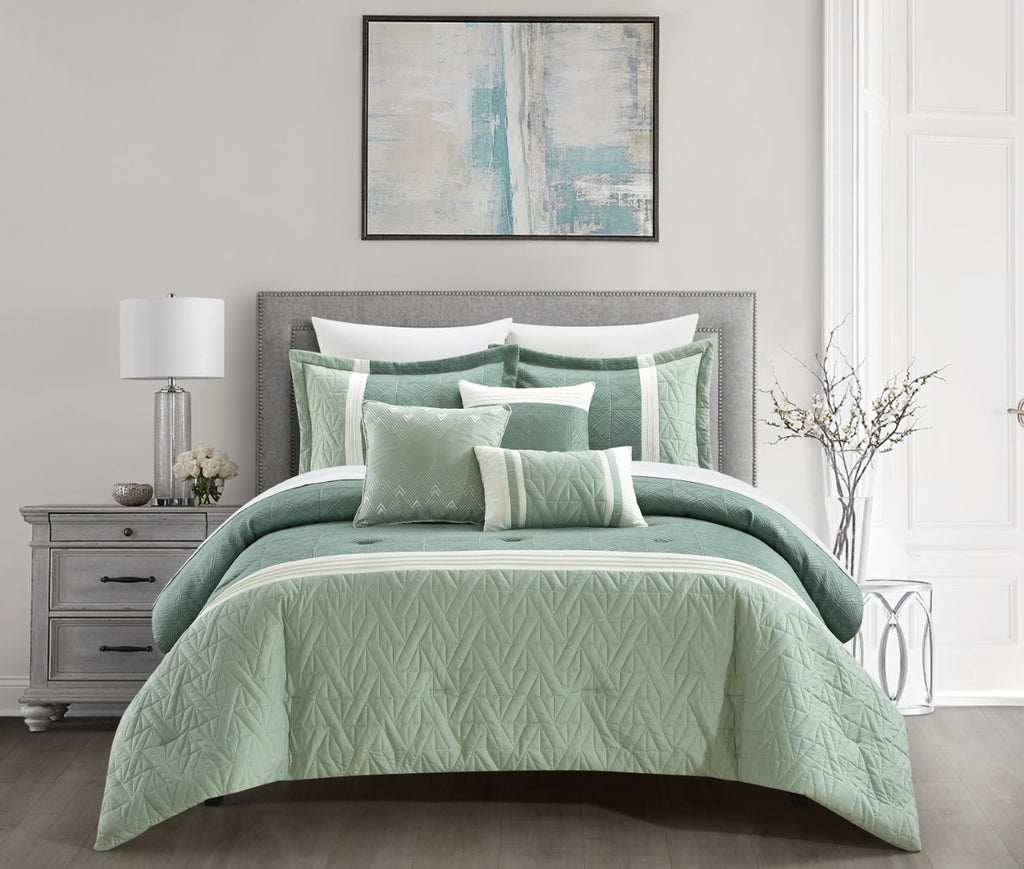 Macie Green King 6pc Comforter Set
