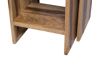 Porter Designs Sheesham Accents Solid Wood Set of 2 Nesting Natural End Table Natural 07-116-11-PDU07