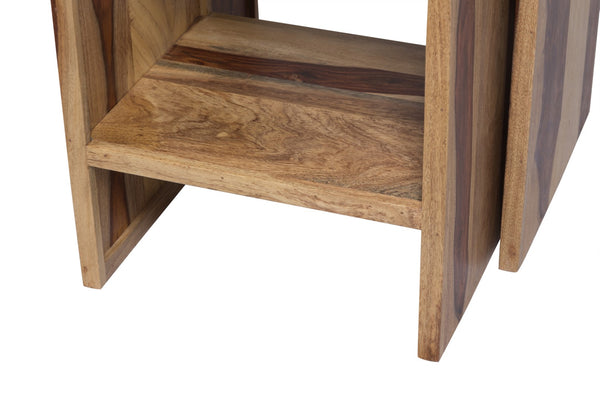 Porter Designs Sheesham Accents Solid Wood Set of 2 Nesting Natural End Table Natural 07-116-11-PDU07