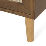 Boyes Contemporary End Table with Hutch, Walnut, Natural, and Antique Gold Noble House