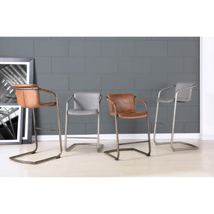Indy Leatherette Bar Stool Set of 2 - Chic Comfort Meets Industrial Style with Floating Design