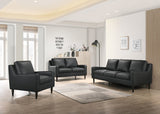 Porter Designs Lazio High Quality Leather Modern Loveseat Black 02-204C-02-5990