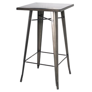 Metropolis Bar Table - Stylish Gunmetal Bistro Table for Modern Spaces, Sturdy & Elegant Design