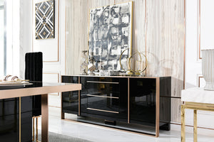 VIG Furniture Nova Domus Cartier Modern Black & Rosegold Buffet VGVCG-A002