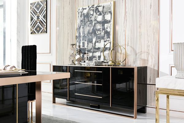 VIG Furniture Nova Domus Cartier Modern Black & Rosegold Buffet VGVCG-A002