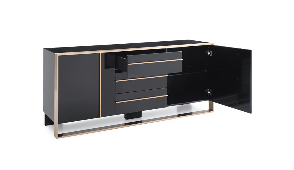 VIG Furniture Nova Domus Cartier Modern Black & Rosegold Buffet VGVCG-A002