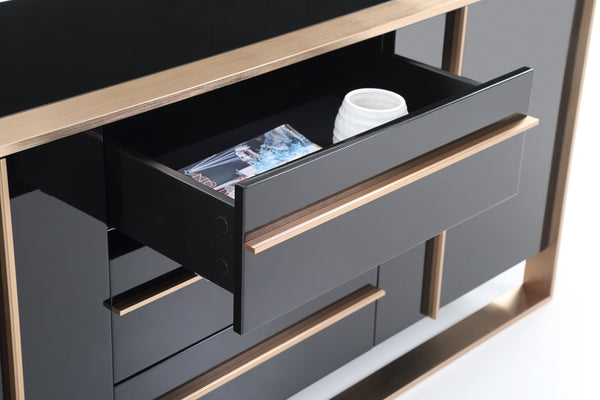 VIG Furniture Nova Domus Cartier Modern Black & Rosegold Buffet VGVCG-A002