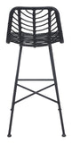 Zuo Modern Malaga Steel, Polyethylene Modern Commercial Grade Barstool Set - Set of 2 Black Steel, Polyethylene