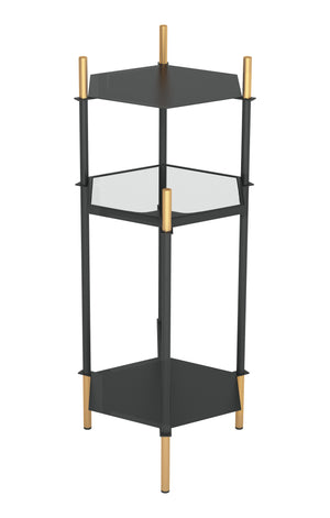 Zuo Modern William Steel, Glass Modern Commercial Grade Side Table Black, Gold Steel, Glass