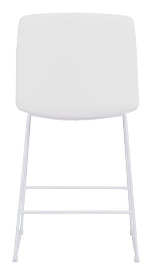 Zuo Modern Mode 100% Polyurethane, Plywood, Steel Modern Commercial Grade Counter Stool Set - Set of 2 White 100% Polyurethane, Plywood, Steel
