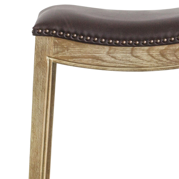Elmo Bonded Leather Counter Stool - Vintage Dark Brown