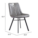 Zuo Modern Tyler 100% Polyurethane, Plywood, Steel Modern Commercial Grade Dining Chair Set - Set of 2 Vintage Gray, Black 100% Polyurethane, Plywood, Steel