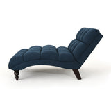 Kaniel Traditional Tufted Fabric Double Chaise, Navy Blue Noble House