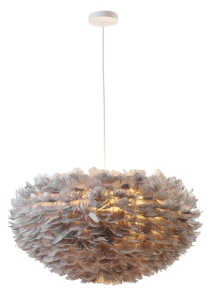 Bethel Grey Chandelier in Iron & Feather