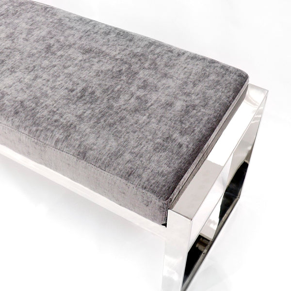 Pasargad Luxe Collection Grey Velvet Bench Y-1027-PASARGAD