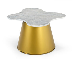 VIG Furniture Modrest Gabbro - Glam White Marble and Gold End Table VGODLZ-220E